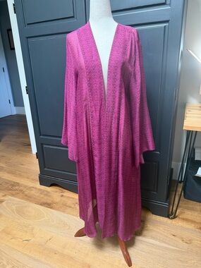 Open Front Maxi Duster in Vibrant Magenta